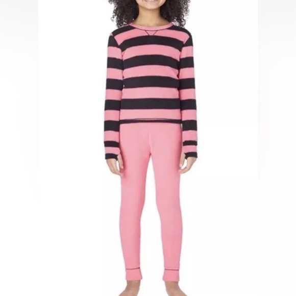 Cuddl Duds Other - Cuddl Duds Girls Warm Baselayer Sleepwear Set Pink Stripes Size MEDIUM🌸